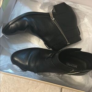 Michael Kors Black Ankle Booties with Silver Zipper